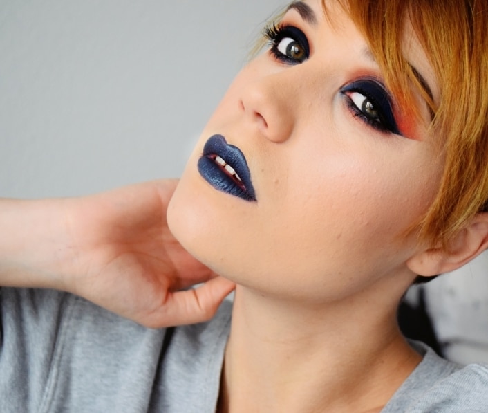 tutoriel maquillage bleu orange